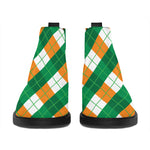 Irish Argyle Pattern Print Flat Ankle Boots