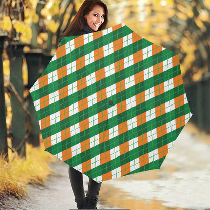 Irish Argyle Pattern Print Foldable Umbrella