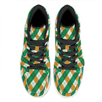 Irish Argyle Pattern Print High Top Leather Sneakers