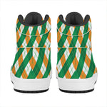 Irish Argyle Pattern Print High Top Leather Sneakers