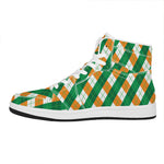 Irish Argyle Pattern Print High Top Leather Sneakers