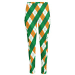 Irish Argyle Pattern Print High-Waisted Pocket Leggings