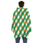 Irish Argyle Pattern Print Hoodie Blanket