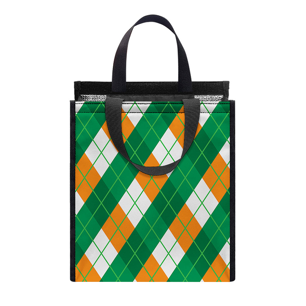 Irish Argyle Pattern Print Insulated Lunch Tote
