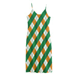 Irish Argyle Pattern Print Jersey Midi Cami Dress