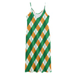 Irish Argyle Pattern Print Jersey Midi Cami Dress