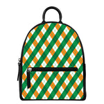 Irish Argyle Pattern Print Leather Backpack
