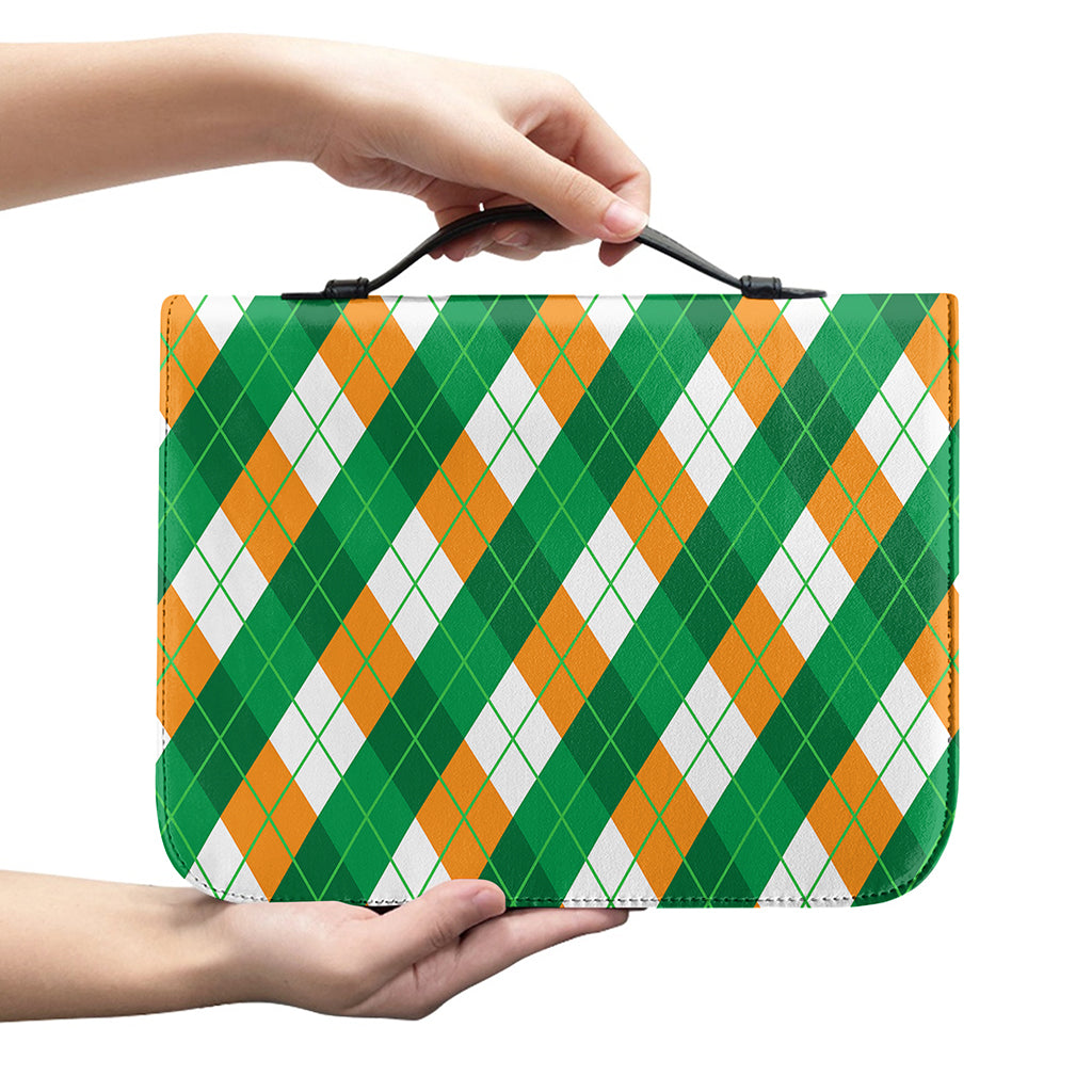 Irish Argyle Pattern Print Leather Bible Cover