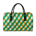 Irish Argyle Pattern Print Leather Duffel Bag