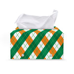 Irish Argyle Pattern Print Leather Tissue Box Cover