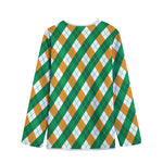 Irish Argyle Pattern Print Long Sleeve Short Coat