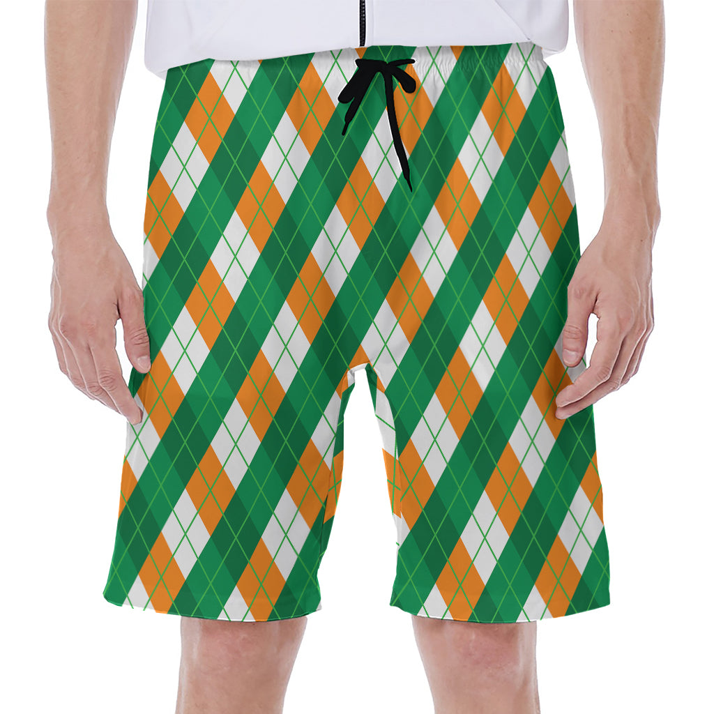 Irish Argyle Pattern Print Men's Beach Shorts