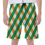 Irish Argyle Pattern Print Men's Beach Shorts