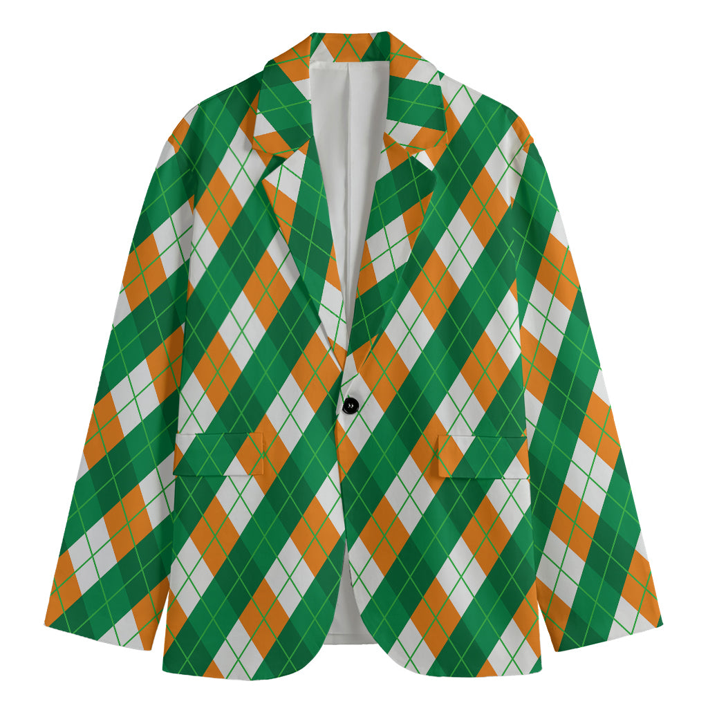 Irish Argyle Pattern Print Men's Cotton Blazer