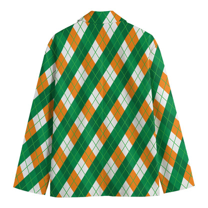 Irish Argyle Pattern Print Men's Cotton Blazer