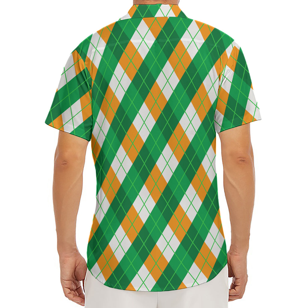 Irish Argyle Pattern Print Men's Deep V-Neck Shirt
