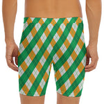Irish Argyle Pattern Print Men's Long Boxer Briefs