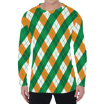 Irish Argyle Pattern Print Men's Long Sleeve T-Shirt
