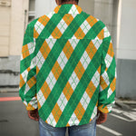 Irish Argyle Pattern Print Men's Shirt Jacket