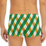 Irish Argyle Pattern Print Men's Short Boxer Briefs