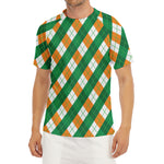 Irish Argyle Pattern Print Men's Short Sleeve Rash Guard
