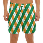 Irish Argyle Pattern Print Men's Split Running Shorts