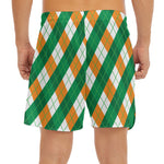 Irish Argyle Pattern Print Men's Split Running Shorts