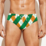 Irish Argyle Pattern Print Men's Swim Briefs