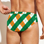 Irish Argyle Pattern Print Men's Swim Briefs