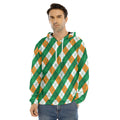 Irish Argyle Pattern Print Men's Velvet Pullover Hoodie