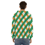 Irish Argyle Pattern Print Men's Velvet Pullover Hoodie