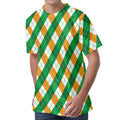 Irish Argyle Pattern Print Men's Velvet T-Shirt