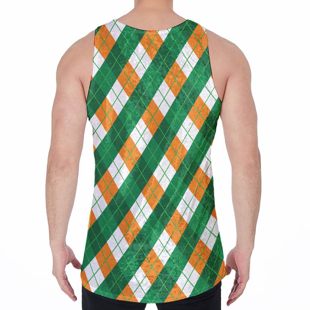 Irish Argyle Pattern Print Men's Velvet Tank Top