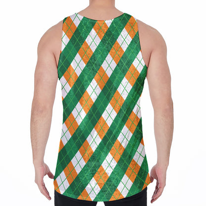 Irish Argyle Pattern Print Men's Velvet Tank Top