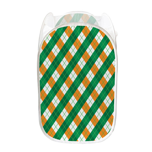 Irish Argyle Pattern Print Mesh Laundry Hamper