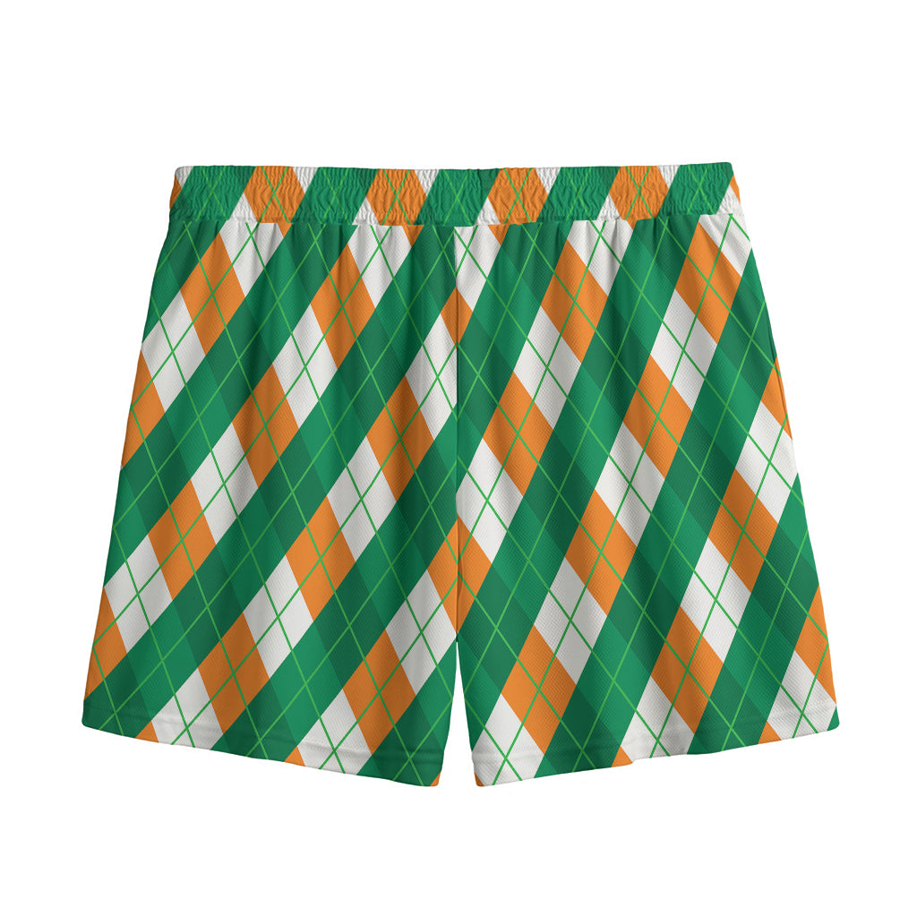 Irish Argyle Pattern Print Mesh Shorts