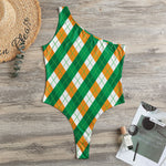 Irish Argyle Pattern Print One Shoulder Bodysuit