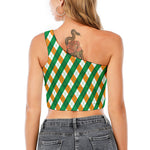 Irish Argyle Pattern Print One Shoulder Crop Top