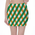 Irish Argyle Pattern Print Pencil Mini Skirt