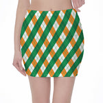 Irish Argyle Pattern Print Pencil Mini Skirt