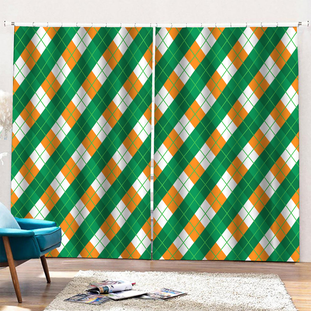 Irish Argyle Pattern Print Pencil Pleat Curtains