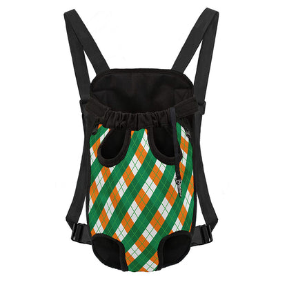 Irish Argyle Pattern Print Pet Carrier Backpack