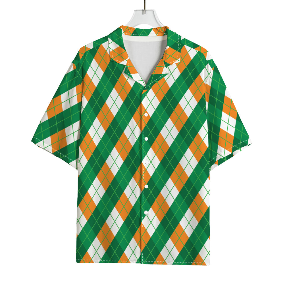 Irish Argyle Pattern Print Rayon Hawaiian Shirt
