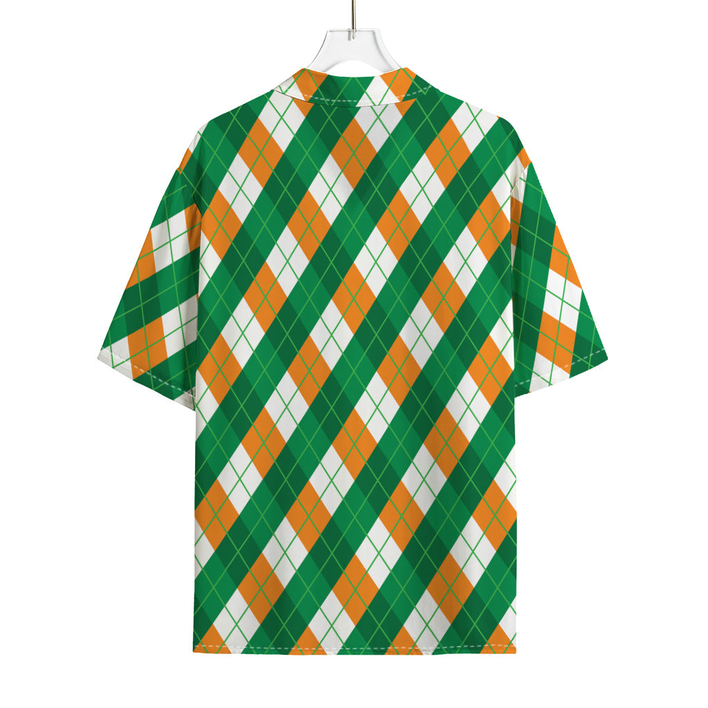 Irish Argyle Pattern Print Rayon Hawaiian Shirt