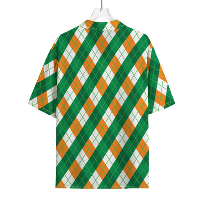 Irish Argyle Pattern Print Rayon Hawaiian Shirt