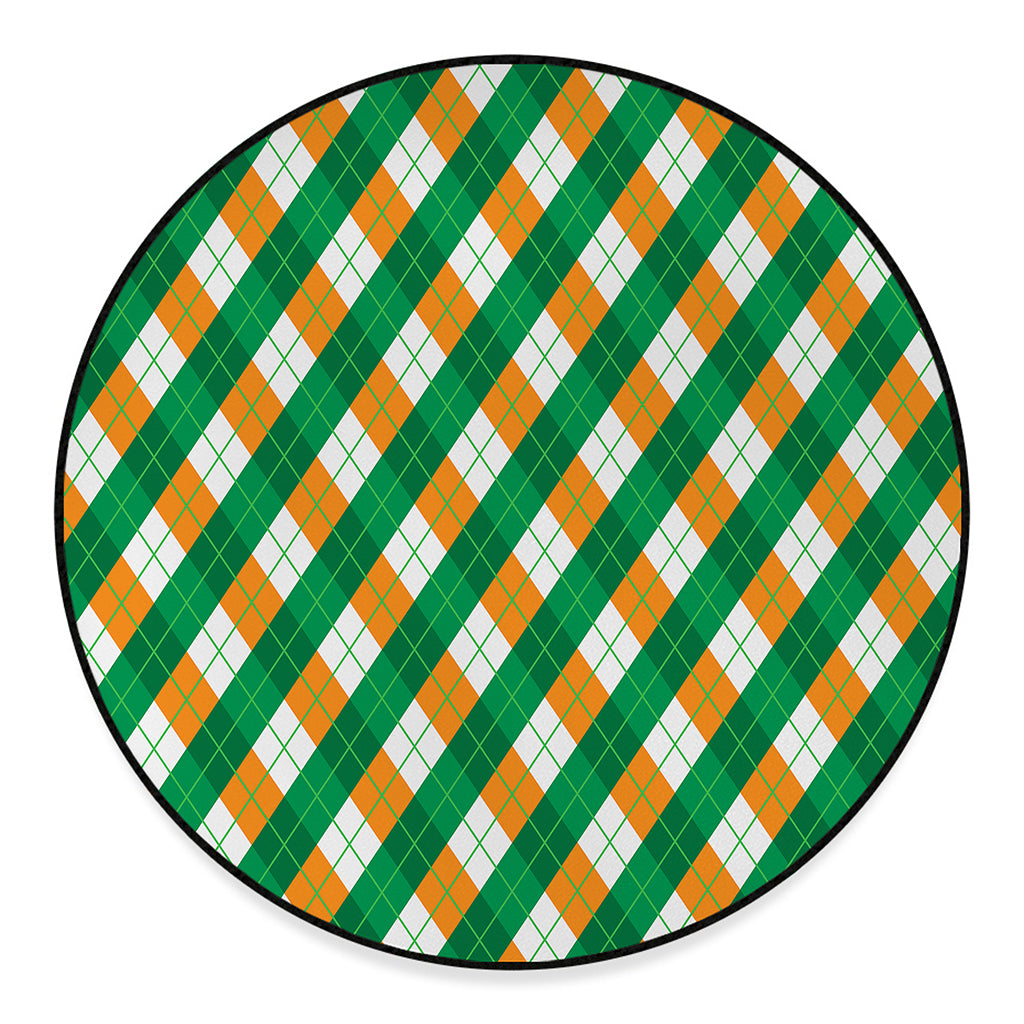 Irish Argyle Pattern Print Round Floor Mat