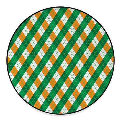 Irish Argyle Pattern Print Round Floor Mat