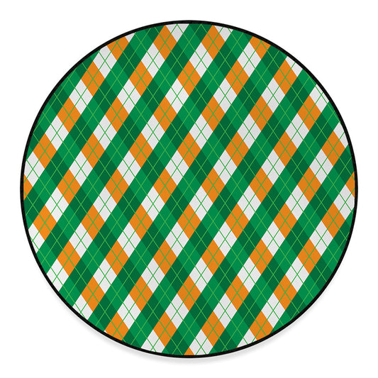 Irish Argyle Pattern Print Round Floor Mat