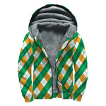 Irish Argyle Pattern Print Sherpa Lined Zip Up Hoodie