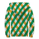 Irish Argyle Pattern Print Sherpa Lined Zip Up Hoodie